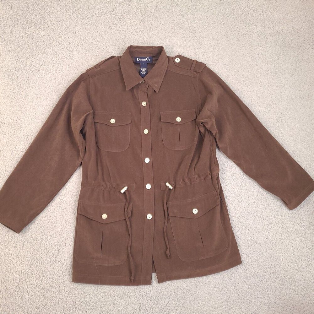 Denim‎ & Co. Blazer Jacket Women's XS Brown Button Front Shacket